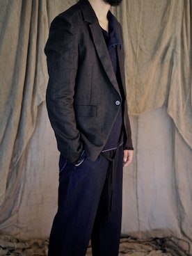 「pedloso リネンジャケット （テーラードジャケット、ブラック系）」を使った、maktubさんの夏コーディネート