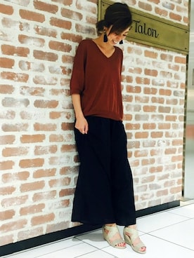 「アイテム（サンダル、ゴールド系）」を使った、Le Talon吉祥寺店スタッフさん（レディース・160cm）の夏コーディネート