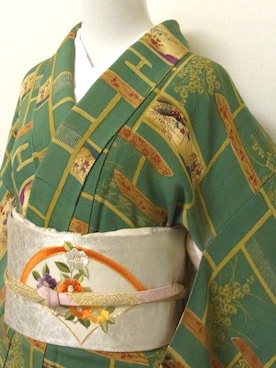 「アイテム（浴衣、グリーン系）」を使った、haoluさん（レディース・158cm）の夏コーディネート