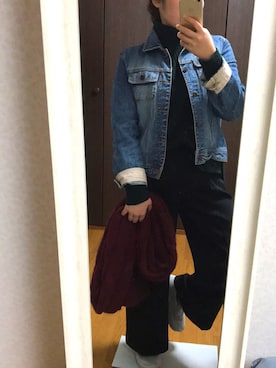 「pink adobe（ピンクアドベ）のアイテム（ジャケット/アウター）」を使った、Miさん（レディース・152cm）の冬コーディネート