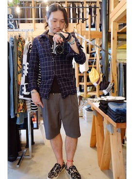 「wjk（ダヴルジェイケイ）のアイテム（パンツ）」を使った、石川学さん（メンズ・168cm）の春コーディネート