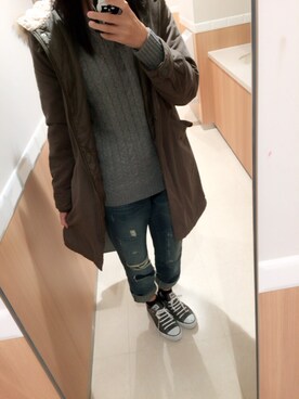 「WEGO（ウィゴー）のアイテム（ニット/セーター、グレー系）」を使った、⑅︎◡̈︎*さん（レディース・170cm）の冬コーディネート