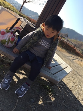 「アイテム（ダウンベスト、その他）」を使った、いちさん（キッズ・90cm）の春コーディネート