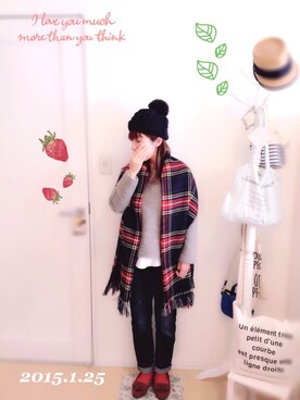 「ボーイフレンドデニム」｜「アイテム（ステンカラーコート）」を使った、chiさん（レディース・150cm）の冬コーディネート