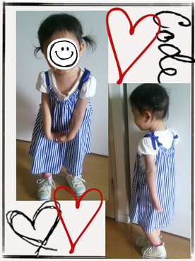 「PETIT BATEAU（プチバトー）のアイテム（チュニック）」を使った、Ｏｇａさん（キッズ・90cm）の夏コーディネート
