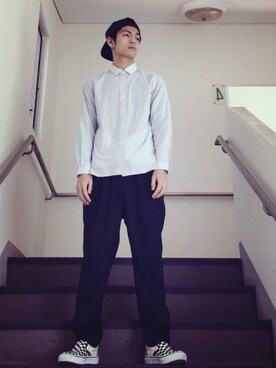 「青シャツ」｜いりえ・りゅーとさん（メンズ・178cm）の春コーディネート