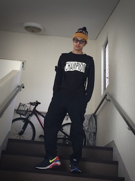 「カラーレンズ」｜「アイテム（ニットキャップ/ビーニー）」を使った、いりえ・りゅーとさん（メンズ・178cm）の秋コーディネート