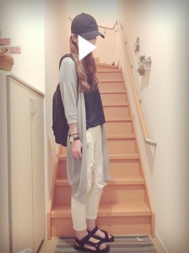 「7月WEAR夏のサンダル祭り」｜「アイテム（キャップ）」を使った、mi-ka*さん（レディース・163cm）の夏コーディネート