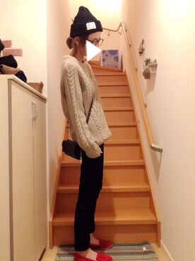 「JEANASIS（ジーナシス）のDENIMシルキースキニーパンツ/715842 （デニムパンツ）」を使った、mi-ka*さん（レディース・163cm）の秋コーディネート