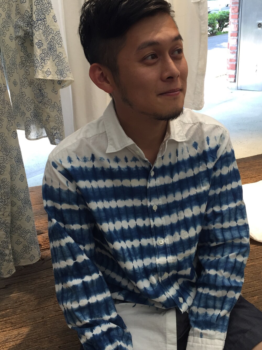 【レア】45Ｒ　カディ有松絞りシャツ(藍染め)