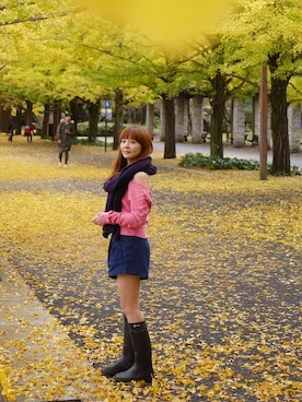 「AIGLE（エーグル）のアイテム（ブーツ）」を使った、hellobunnyさん（レディース・157cm）の秋コーディネート