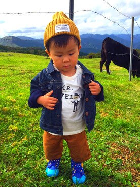 「babygap」｜「アイテム（チノパンツ）」を使った、minato*さん（キッズ・70cm）の秋コーディネート