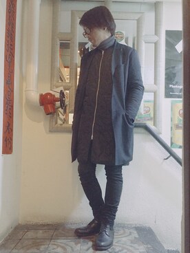 「HARE（ハレ）のアイテム（その他アウター）」を使った、Ka Wai Liangさん（メンズ・170cm）の冬コーディネート