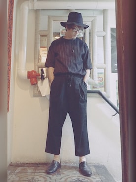 「initial（イニシャル）のアイテム（シューズ）」を使った、Ka Wai Liangさん（メンズ・170cm）の春コーディネート