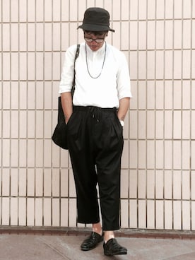 「initial（イニシャル）のアイテム（シューズ）」を使った、Ka Wai Liangさん（メンズ・170cm）の夏コーディネート