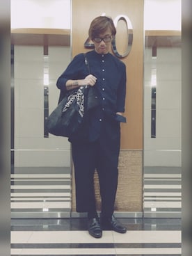 「initial（イニシャル）のアイテム（シューズ）」を使った、Ka Wai Liangさん（メンズ・170cm）の春コーディネート