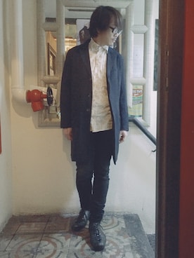 「CACHAREL（キャシャレル）のアイテム」を使った、Ka Wai Liangさん（メンズ・170cm）の冬コーディネート