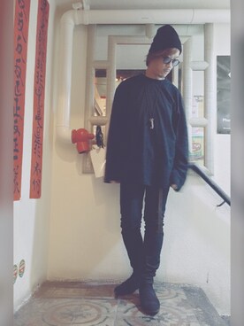 「Pledge（プレッジ）のアイテム（アクセサリー）」を使った、Ka Wai Liangさん（メンズ・170cm）の秋コーディネート
