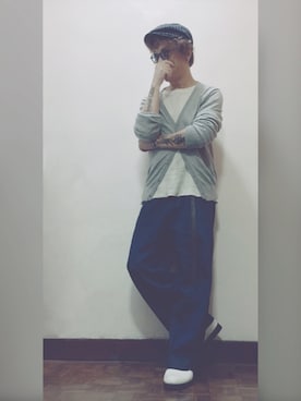 「ADLIB（アドリブ）のアイテム（帽子）」を使った、Ka Wai Liangさん（メンズ・170cm）の秋コーディネート