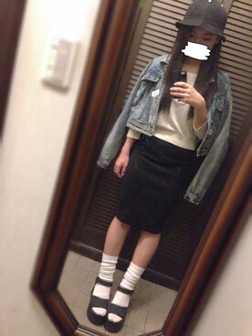 「ロゴニット」｜「アイテム（サンダル）」を使った、reinaさん（レディース・158cm）の秋コーディネート