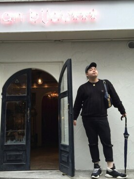 「RickOwens×adidas」｜「アイテム（アクセサリー）」を使った、Takeshi Mizunoさん（メンズ・176cm）の春コーディネート