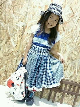 「One deux boo（ワンドゥーブー）のアイテム（トップス）」を使った、オコメchanさん（キッズ・120cm）の春コーディネート