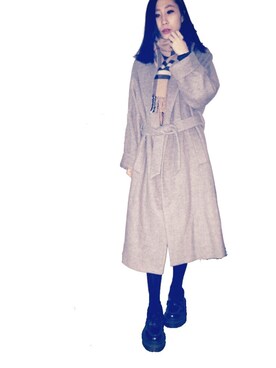 「コーディネート」｜「アイテム（チェスターコート）」を使った、Sueさん（レディース・154cm）の冬コーディネート