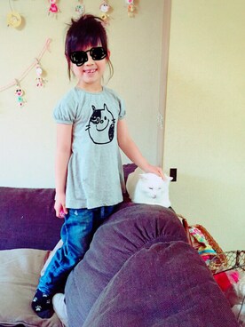 「NEEDLE WORK SOON（ニードルワークスーン）のアイテム」を使った、rereさん（キッズ・110cm）の春コーディネート