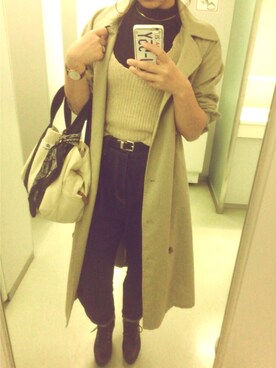 「Daniel Wellington（ダニエルウェリントン）の【Daniel Wellington】レザーバンド３６ＭＭ（アナログ腕時計）」を使った、みーやんさん（レディース・158cm）の秋コーディネート