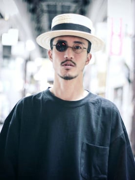 「ストリートスナップ」｜「アイテム（帽子）」を使った、m_hosokawaさん（メンズ・180cm）の夏コーディネート