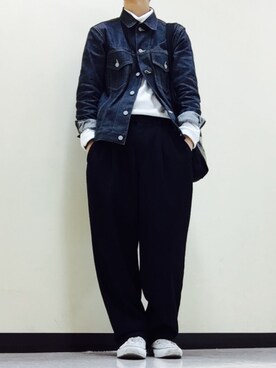 「markaware（マーカウェア）のアイテム（デニムジャケット）」を使った、Tetsuya Ikebeさん（メンズ・173cm）の秋コーディネート