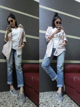 「Lulus（-）のアイテム（ピーコート）」を使った、Ting Linさん（レディース・167cm）の秋コーディネート