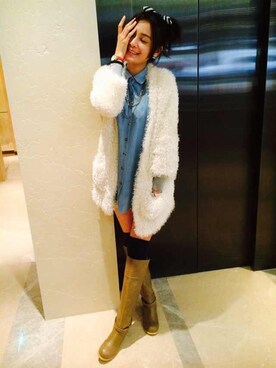 「chanel」｜「アイテム（ピーコート）」を使った、Ting Linさん（レディース・167cm）の秋コーディネート