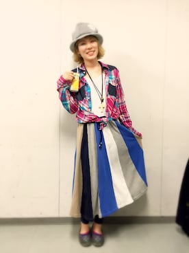 「アイテム（シャツ/ブラウス、ピンク系）」を使った、Masumi Kaihoさん（レディース・160cm）の春コーディネート