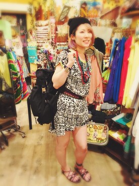 「アイテム（帽子）」を使った、Masumi Kaihoさん（レディース・160cm）の春コーディネート