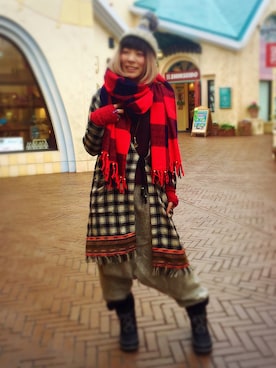 「チャイハネ（チャイハネ）のアイテム（ニットキャップ/ビーニー）」を使った、Masumi Kaihoさん（レディース・160cm）の冬コーディネート