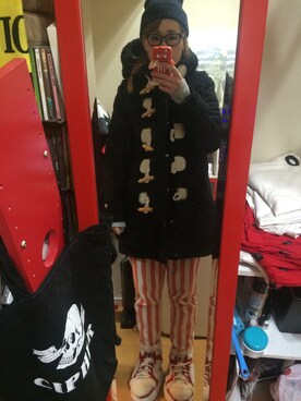 「Candy Stripper」｜「アイテム（ダッフルコート）」を使った、あゆぽさん（レディース・161cm）の冬コーディネート