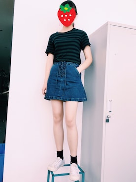 「URBAN RESEARCH（アーバンリサーチ）のアイテム（デニムスカート）」を使った、Flora-fwさん（レディース・165cm）の夏コーディネート