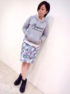 「花柄 スカート」｜「アイテム（その他）」を使った、さかさん（レディース・158cm）の冬コーディネート
