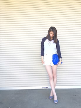 「American Apparel（アメリカンアパレル）のアイテム（Tシャツ/カットソー、ホワイト系）」を使った、みずきさん（レディース）の夏コーディネート