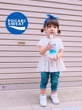 「ポカリコーデバトン」｜「アイテム（その他）」を使った、uuume＊さん（キッズ・80cm）の夏コーディネート