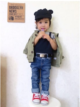 「babygap」｜「アイテム（ミリタリージャケット）」を使った、uuume＊さん（キッズ・80cm）の秋コーディネート