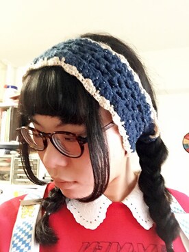 「ともだちのアイテム（ヘアバンド、ブルー系）」を使った、たわさんさん（レディース・160cm）の冬コーディネート