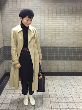 「KEITA MARUYAMA（ケイタマルヤマ）のアイテム（ハンチング/ベレー帽、ブラック系）」を使った、kur さん（レディース・165cm）の秋コーディネート