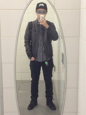 「GU（ジーユー）の（GU）スキニーフィットジーンズ（MEN ⁄ ジーンズ）」を使った、ToMoToShiさん（メンズ・174cm）の秋コーディネート