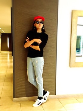 「thisisneverthat（ディスイズネバーザット）のアイテム（キャップ）」を使った、JiLLさん（レディース・168cm）の夏コーディネート