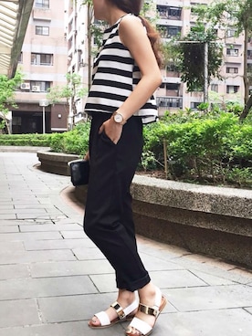 「黑白配」｜可安兒さん（レディース・155cm）の夏コーディネート