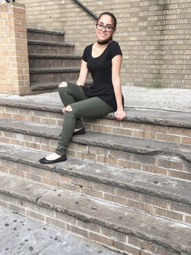 「RAINBOW（レインボー）のアイテム（トップス）」を使った、Mariangelyさん（レディース・157cm）の秋コーディネート