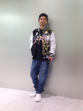 「ペイント」｜「アイテム（スタジャン）」を使った、藤田 圭介さん（メンズ・172cm）の秋コーディネート