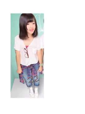「ブラトップ」｜「アイテム（ソックス/靴下）」を使った、お りさん（レディース・151cm）の夏コーディネート